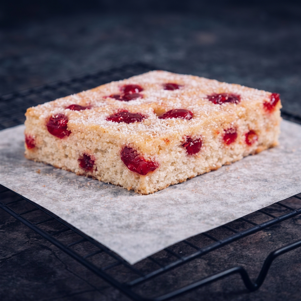 Cherry Shortbread traybake slices
