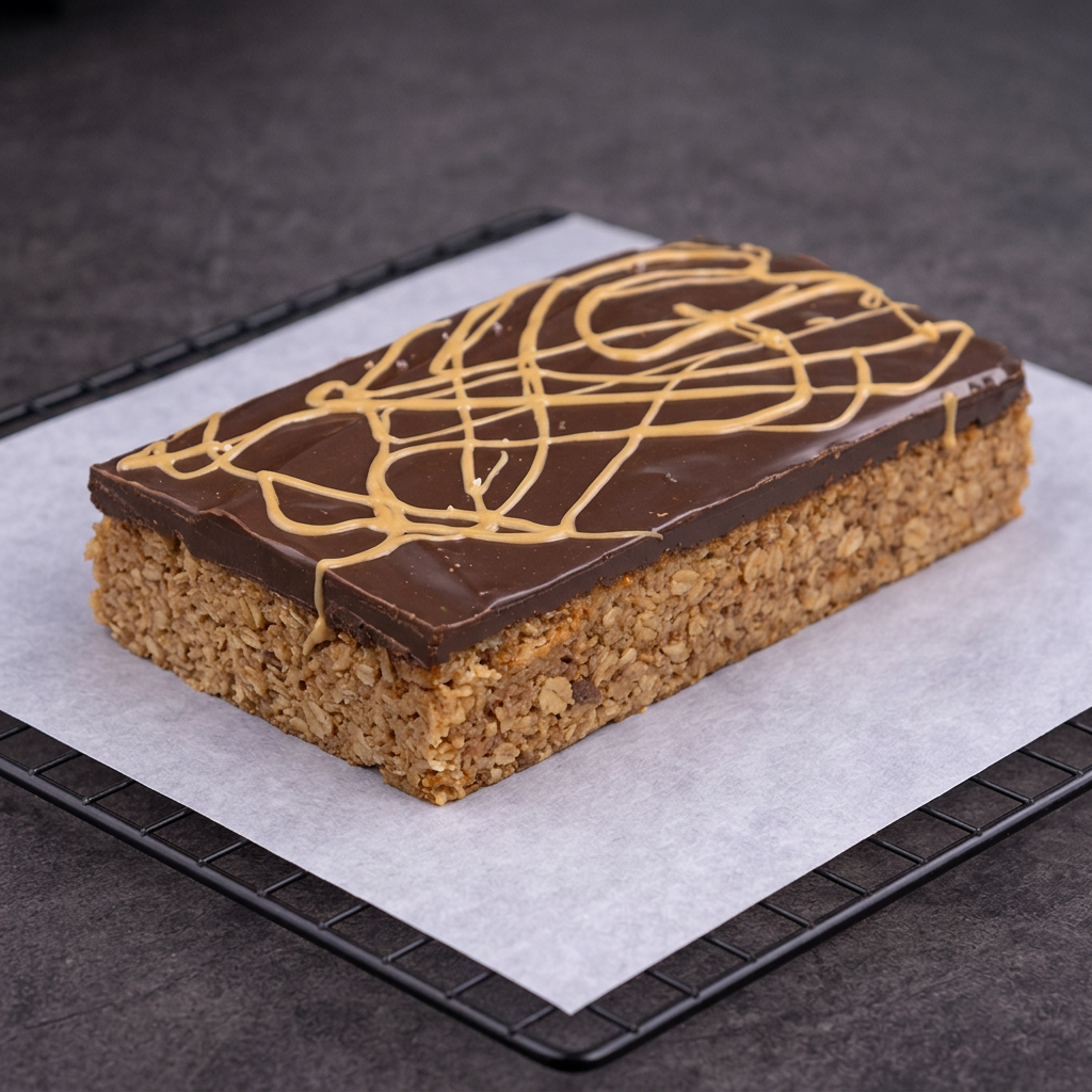 Chocolate & Caramel Flapjack traybake slices